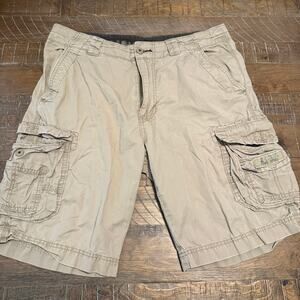 Unionbay Mens Size 34 Cargo Shorts Tan Khaki Palm Vintage Multi Pocket Cotton